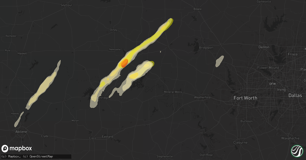 Hail map in Graford, TX on November 7, 2024