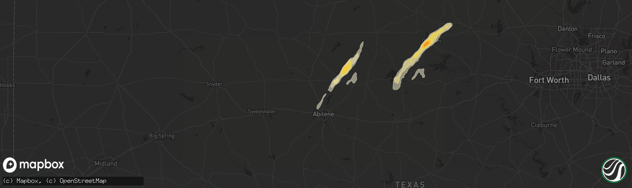 Hail map in Hawley, TX on November 7, 2024