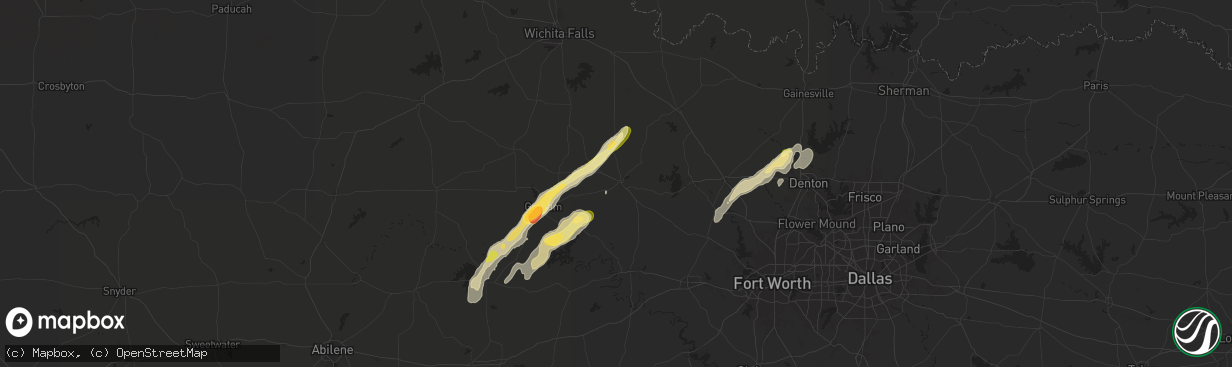 Hail map in Jacksboro, TX on November 7, 2024