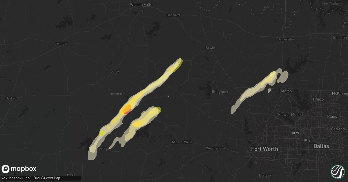 Hail map in Jacksboro, TX on November 7, 2024