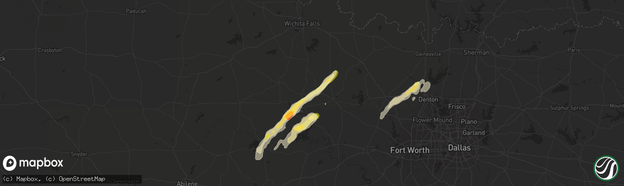 Hail map in Jermyn, TX on November 7, 2024