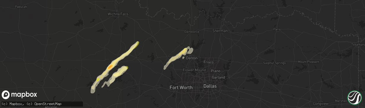 Hail map in Krum, TX on November 7, 2024