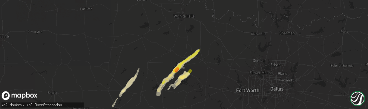 Hail map in Loving, TX on November 7, 2024