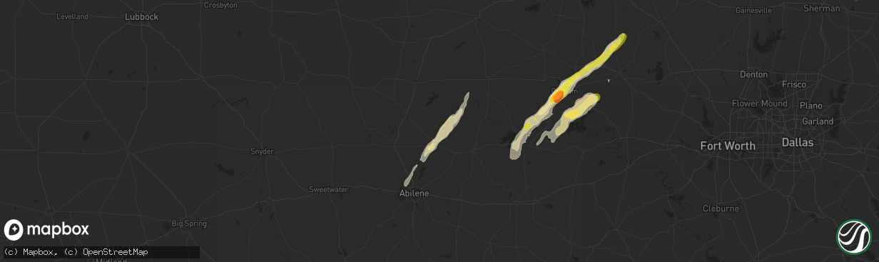 Hail map in Lueders, TX on November 7, 2024