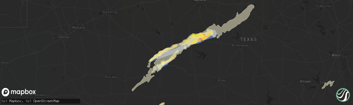 Hail map in Miles, TX on November 7, 2024