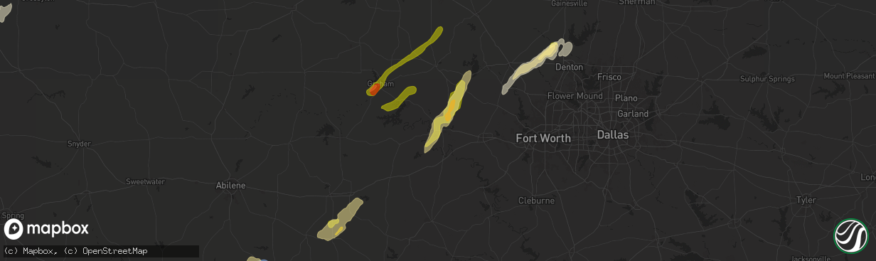 Hail map in Mineral Wells, TX on November 7, 2024