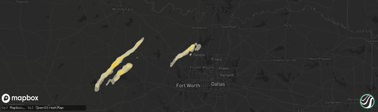 Hail map in Ponder, TX on November 7, 2024