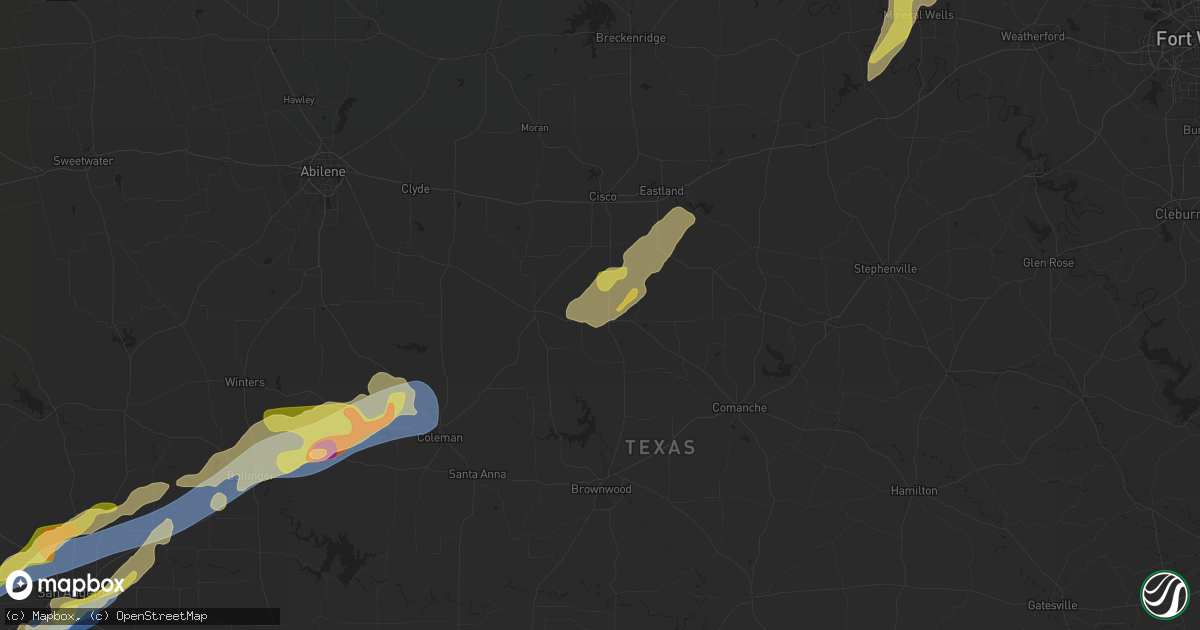 Hail map in Rising Star, TX on November 7, 2024