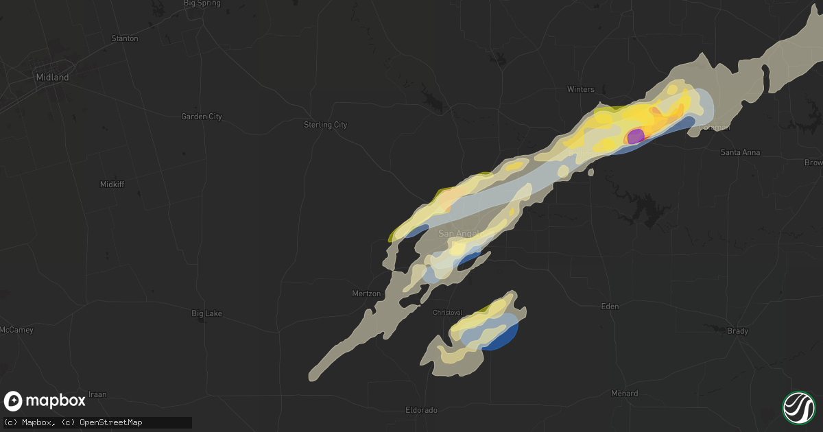 Hail map in San Angelo, TX on November 7, 2024