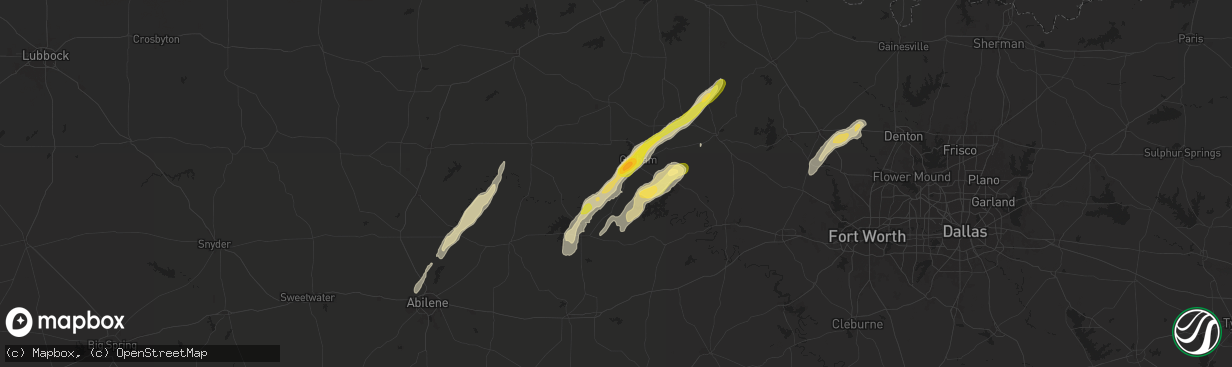 Hail map in South Bend, TX on November 7, 2024