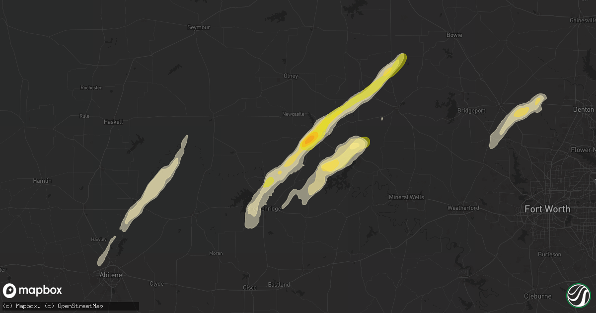 Hail map in South Bend, TX on November 7, 2024