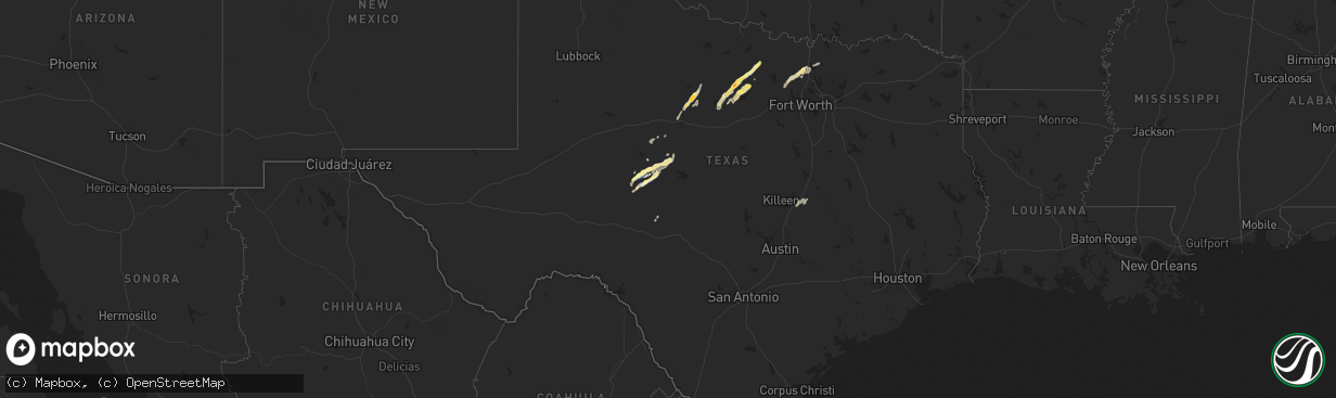 Hail map in Texas on November 7, 2024