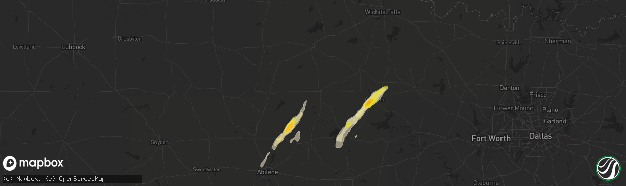 Hail map in Throckmorton, TX on November 7, 2024