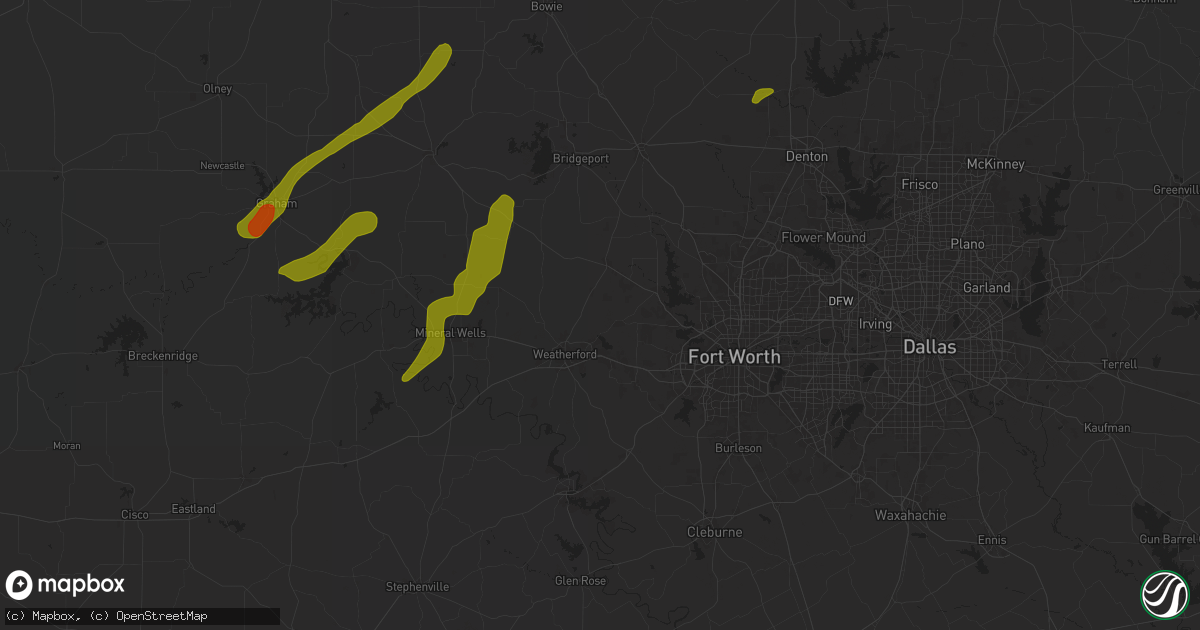 Hail map in Weatherford, TX on November 7, 2024
