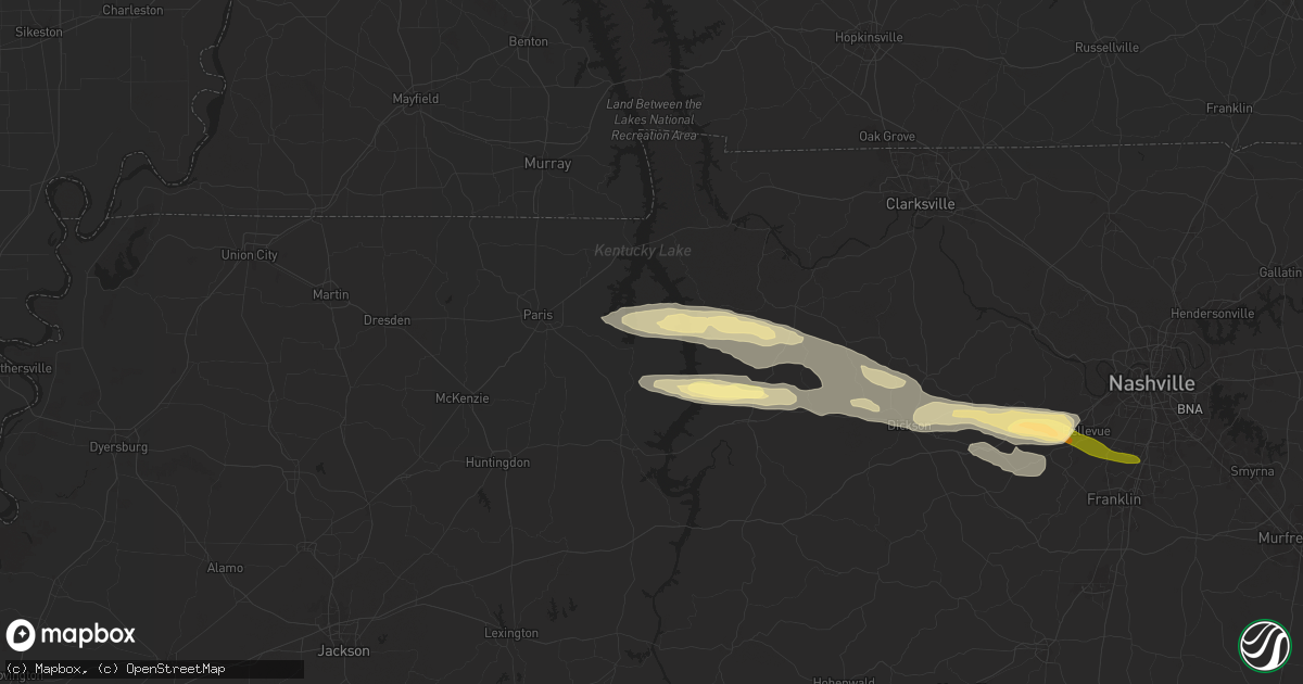 Hail map in Big Sandy, TN on November 7, 2025