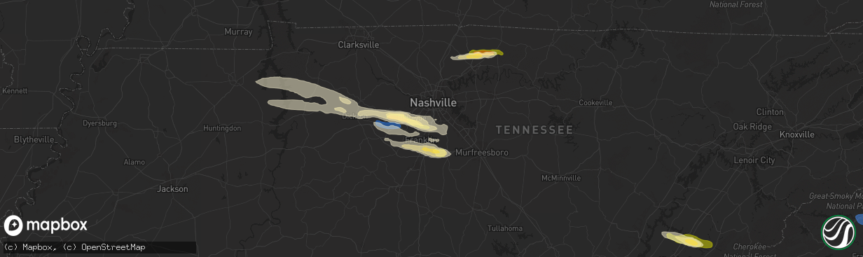 Hail map in Brentwood, TN on November 7, 2025