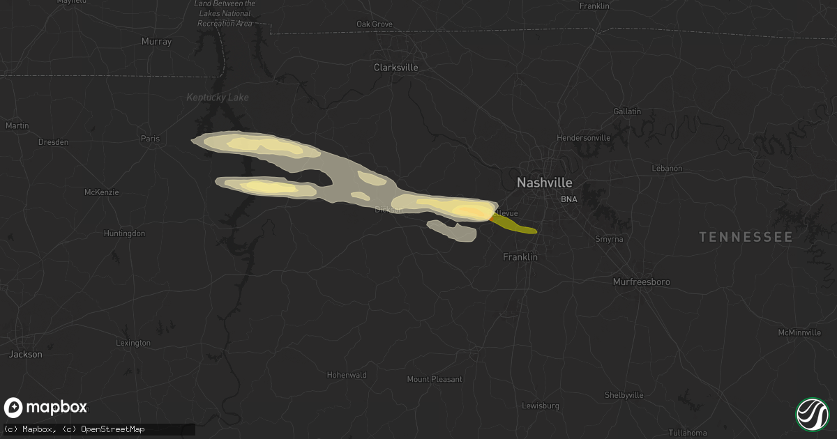 Hail map in Burns, TN on November 7, 2025