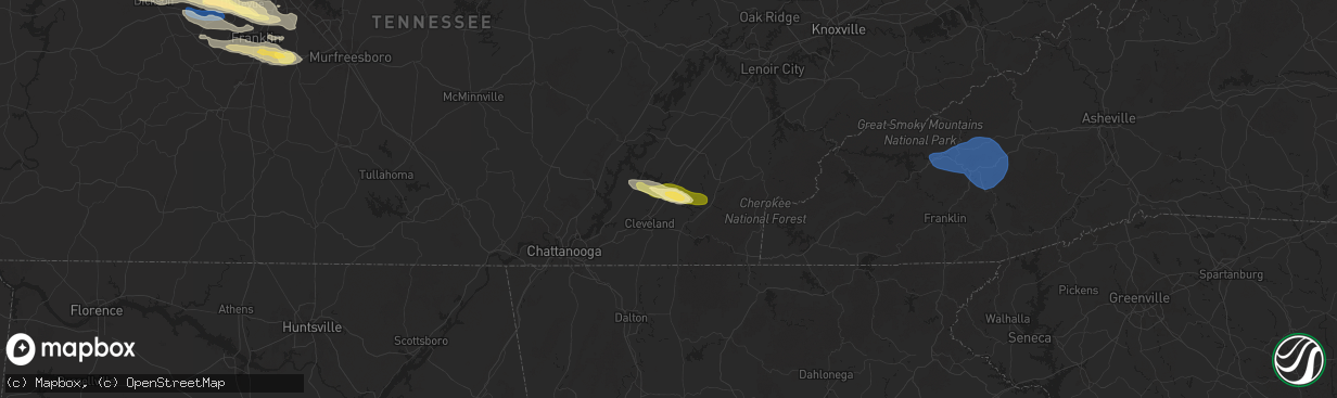Hail map in Charleston, TN on November 7, 2025
