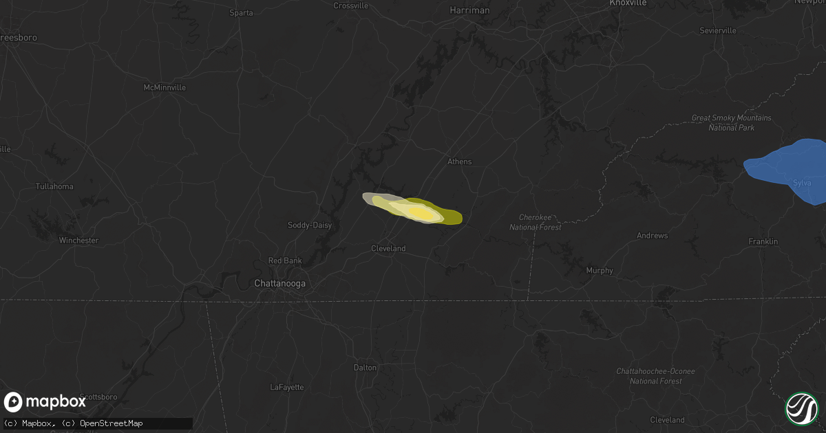 Hail map in Charleston, TN on November 7, 2025