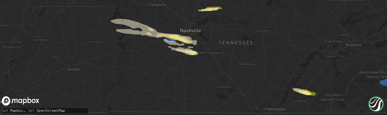 Hail map in College Grove, TN on November 7, 2025