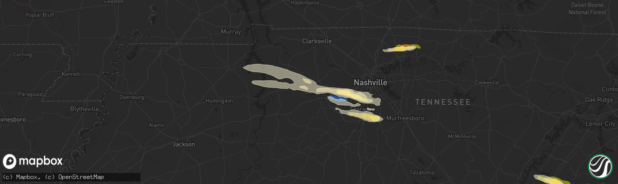 Hail map in Dickson, TN on November 7, 2025