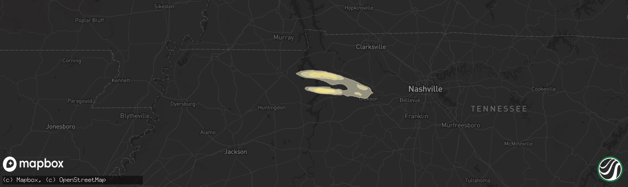 Hail map in Eva, TN on November 7, 2025