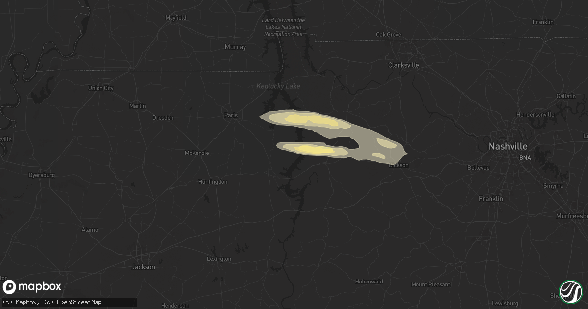 Hail map in Eva, TN on November 7, 2025