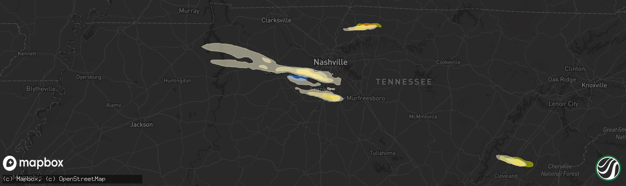 Hail map in Franklin, TN on November 7, 2025