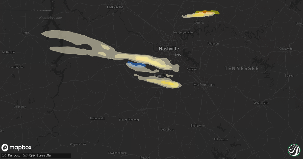 Hail map in Franklin, TN on November 7, 2025