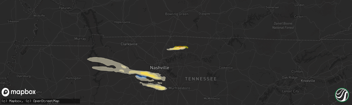Hail map in Gallatin, TN on November 7, 2025