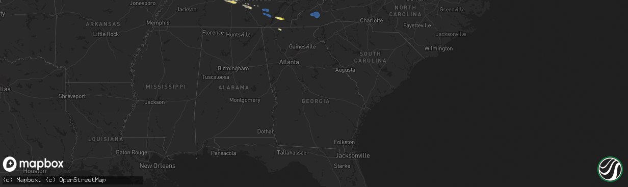 Hail map in Georgia on November 7, 2025