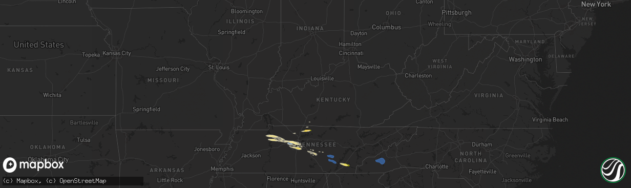 Hail map in Kentucky on November 7, 2025