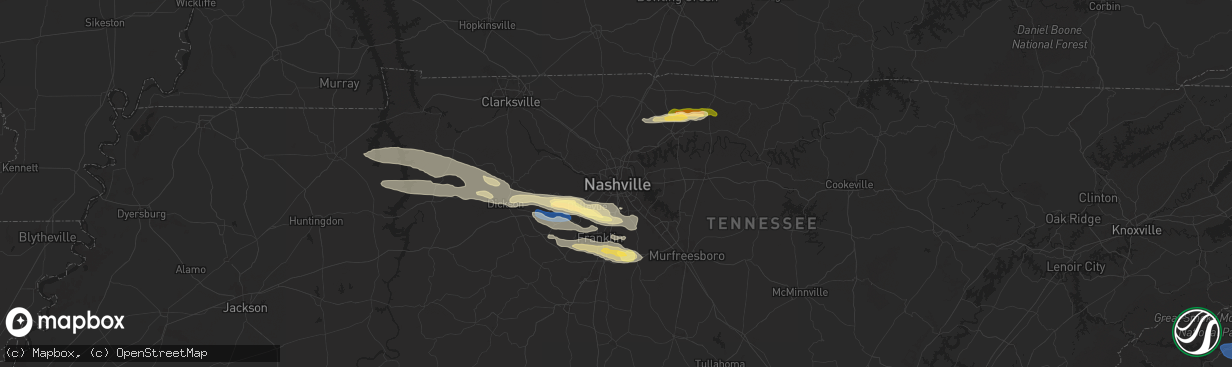 Hail map in Nashville, TN on November 7, 2025