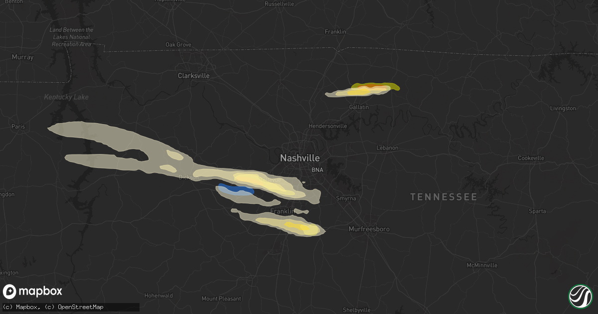 Hail map in Nashville, TN on November 7, 2025