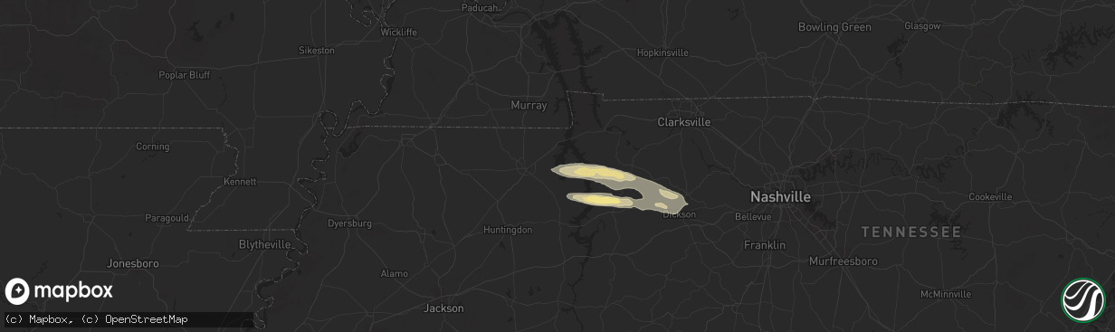 Hail map in Springville, TN on November 7, 2025