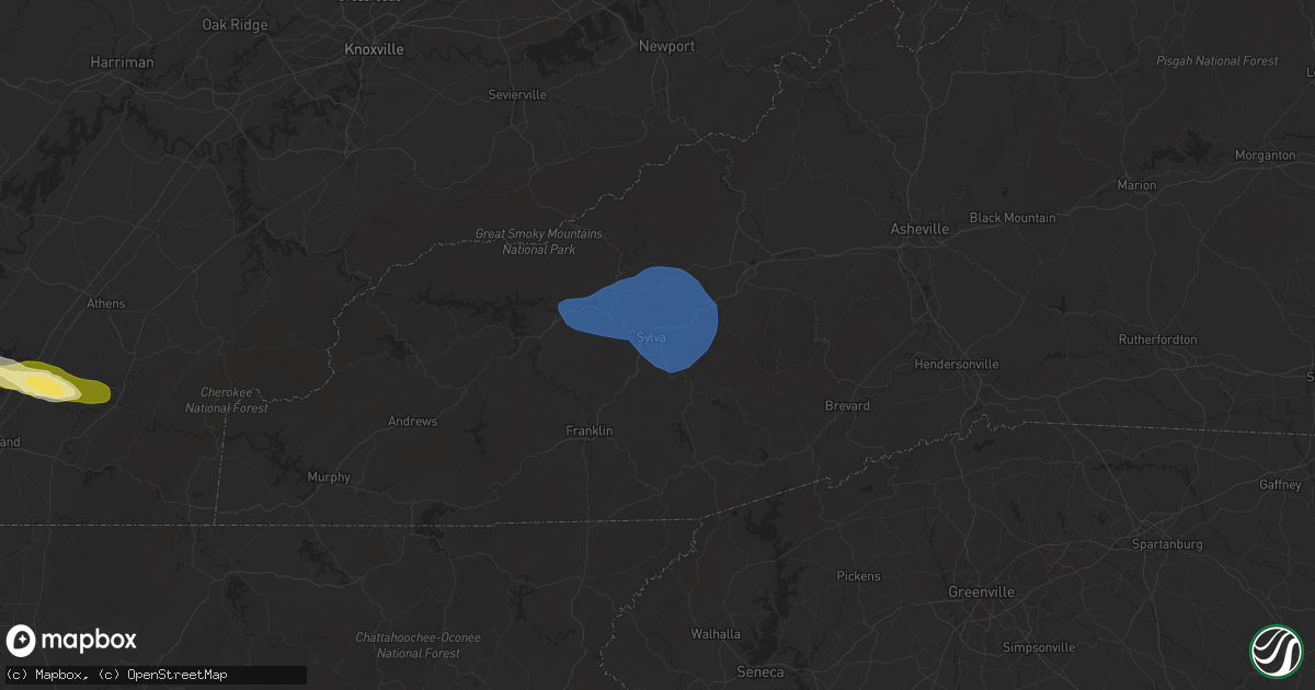 Hail map in Sylva, NC on November 7, 2025