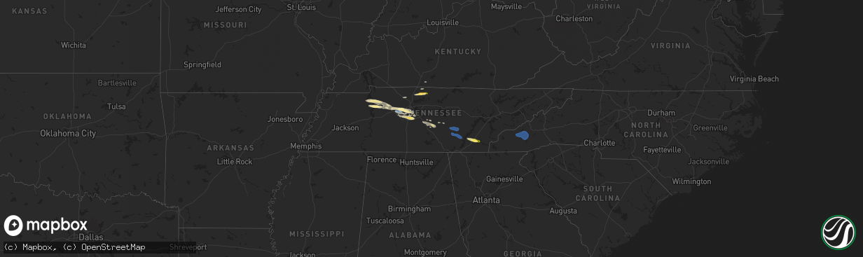 Hail map in Tennessee on November 7, 2025