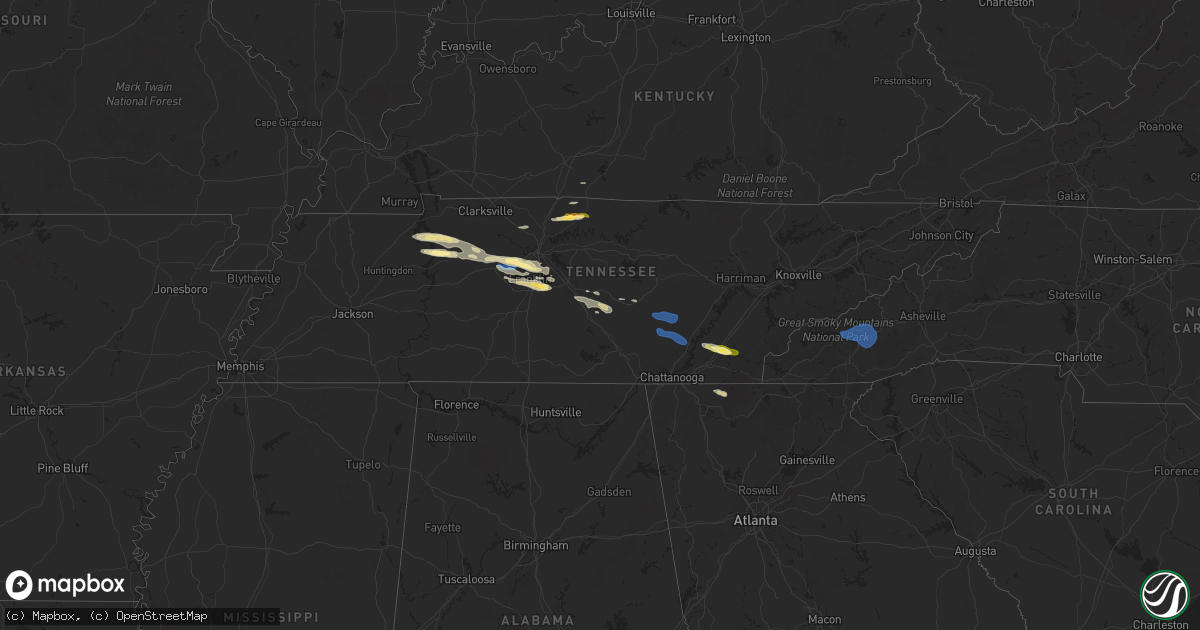Hail map in Tennessee on November 7, 2025