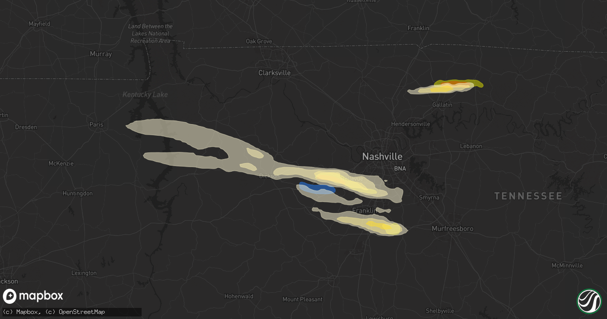 Hail map in White Bluff, TN on November 7, 2025