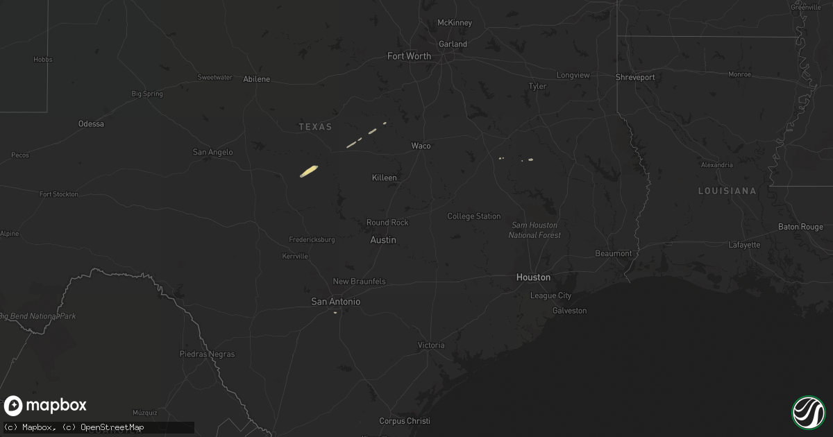 Hail map in Texas on November 8, 2018