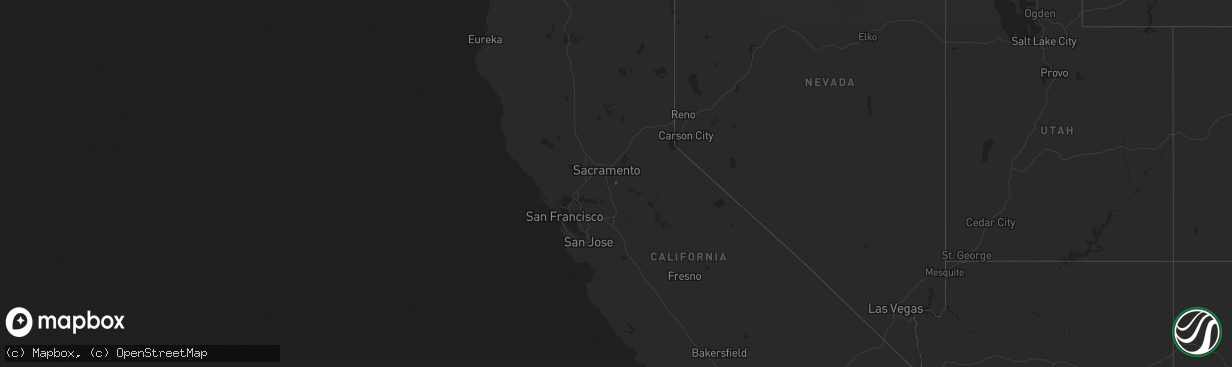 Hail map in California on November 8, 2022