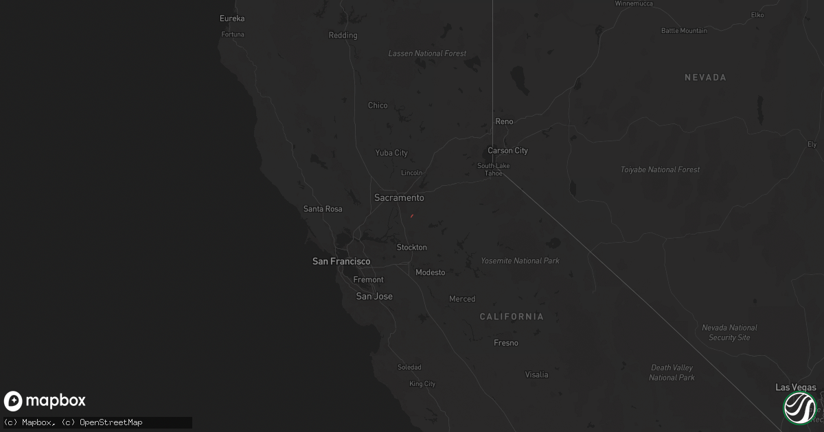 Hail map in California on November 8, 2022