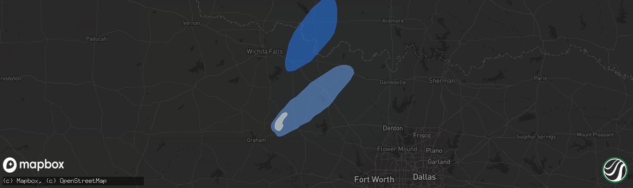 Hail map in Bowie, TX on November 8, 2024