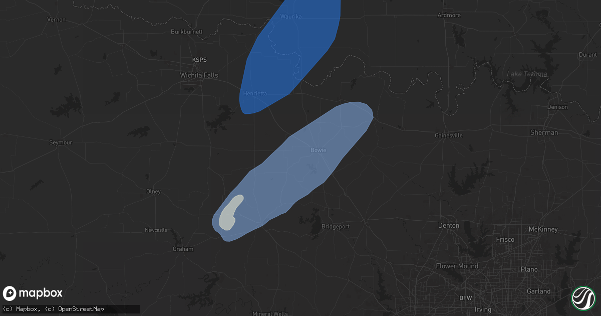 Hail map in Bowie, TX on November 8, 2024