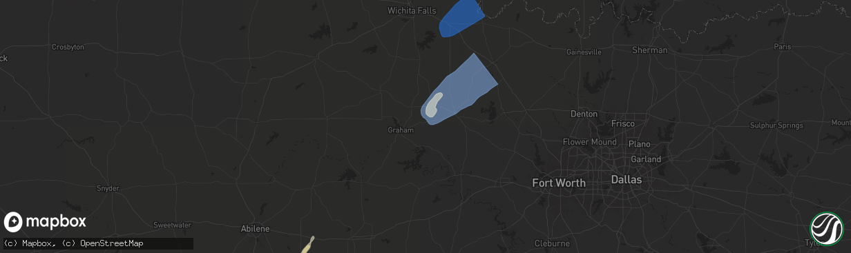 Hail map in Bryson, TX on November 8, 2024