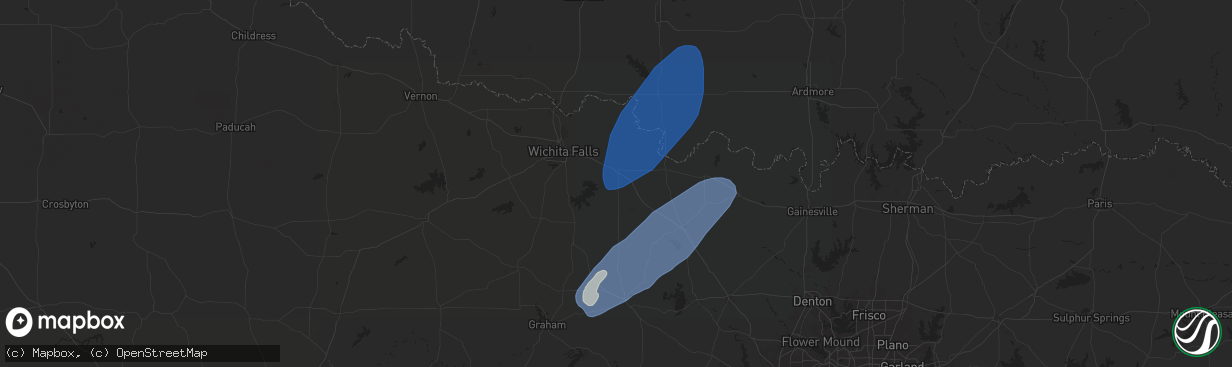 Hail map in Henrietta, TX on November 8, 2024