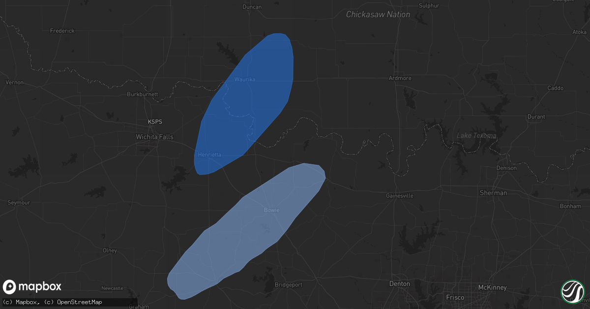 Hail map in Nocona, TX on November 8, 2024