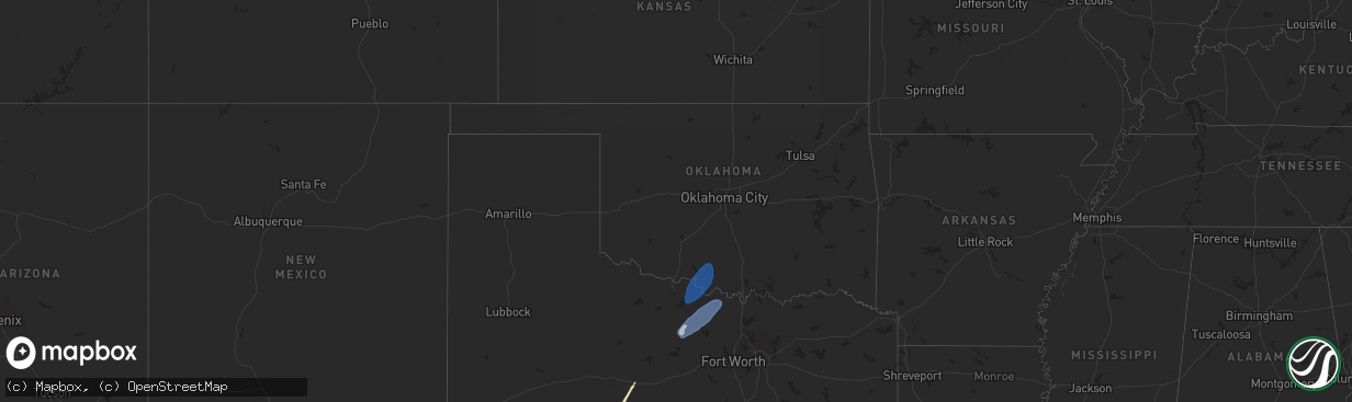 Hail map in Oklahoma on November 8, 2024