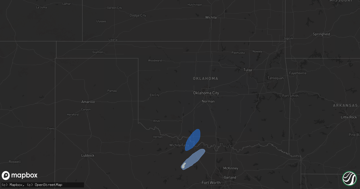 Hail map in Oklahoma on November 8, 2024