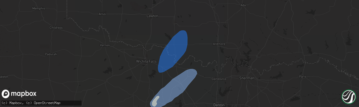 Hail map in Ryan, OK on November 8, 2024